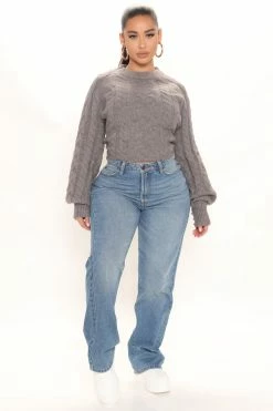 Fashion Nova On The Down Low Straight Leg Jean - Medium Blue Wash Baggy Jeans