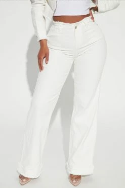 Fashion Nova Start Over Mid Rise Cut Off Waistband Jeans - White