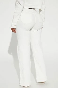 Fashion Nova Start Over Mid Rise Cut Off Waistband Jeans - White