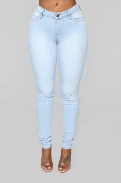 Fashion Nova Classic Mid Rise Skinny Jeans - Light Blue Wash