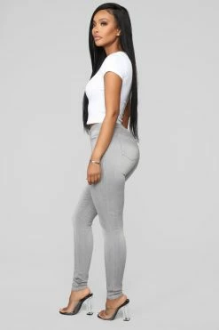 Fashion Nova Gray Matter Skinny Jeans - Grey