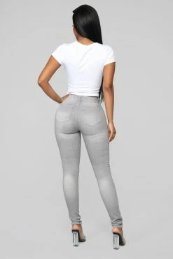 Fashion Nova Gray Matter Skinny Jeans - Grey