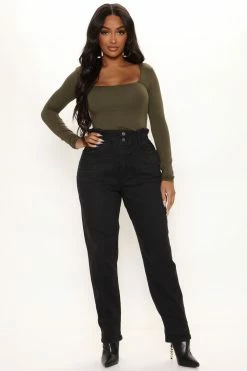 Fashion Nova Down To Earth Stretch Mom Jeans - Black