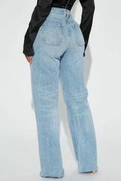 Fashion Nova High Demand Non Stretch Straight Leg Jeans - Light Blue Wash