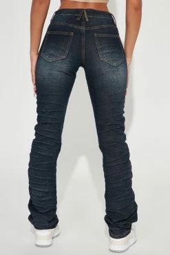 Fashion Nova Straight Leg Jeans Up To No Good Stacked Straight Leg Jean - Dark Wash