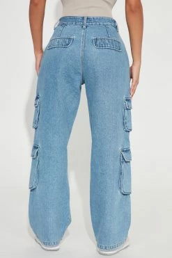 Fashion Nova See You Later Straight Leg Cargo Jeans - Medium Wash