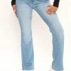 Fashion Nova In The Groove Bootcut Jeans - Light Blue Wash