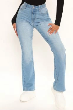 Fashion Nova In The Groove Bootcut Jeans - Light Blue Wash