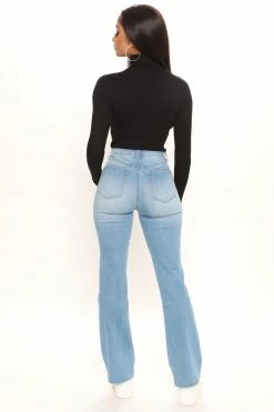 Fashion Nova In The Groove Bootcut Jeans - Light Blue Wash