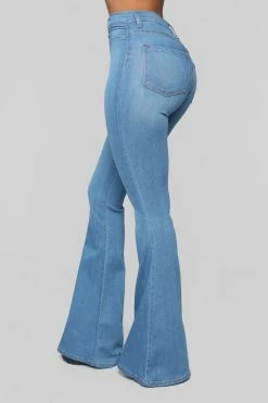 Fashion Nova Deep In My Soul Flare Jeans - Medium Blue Wash Skinny Jeans