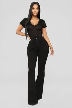 Fashion Nova Deep In My Soul Flare Jeans - Black Skinny Jeans
