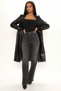 Fashion Nova Straight Leg Jeans Killing'Em Softly Side Split Jean - Black