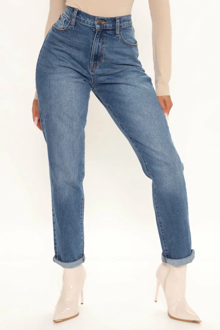 Fashion Nova Hometown Cutie Mom Jeans - Medium Blue Wash