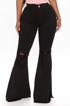 Fashion Nova Flare Jeans Mystery Solved Extreme Bell Bottom Jeans - Black