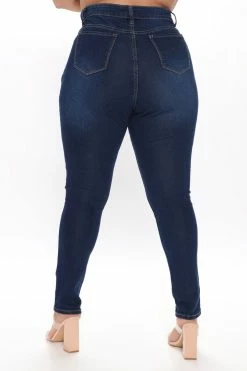Fashion Nova Skinny Jeans So Complicated Distressed Mid Rise Jeans - Medium Blue Wash