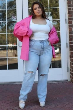 Fashion Nova 90's Nostalgia Straight Leg Jeans - Light Blue Wash