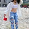 Fashion Nova About That Time Distressed Boyfriend Jeans - Medium Wash