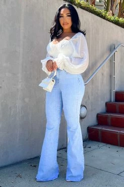 Fashion Nova Across The Universe Stretch Flare Jeans - Light Wash