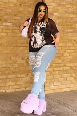 Fashion Nova Alter Ego High Waisted Distressed Jeans - Light Blue Skinny Jeans