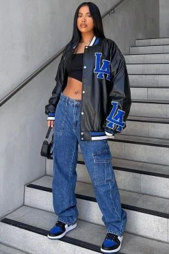 Fashion Nova Always On His Mind Cargo Boyfriend Jeans - Medium Blue Wash Baggy Jeans