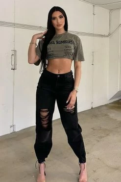 Fashion Nova Everywhere You Go Ripped Mom Jeans - Black
