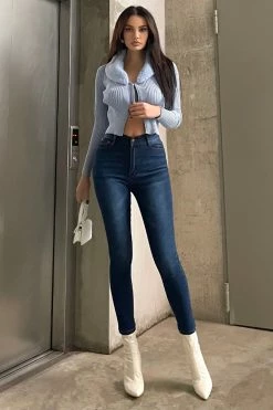 Fashion Nova Aria High Waisted Skinny Jeans - Medium Blue Wash