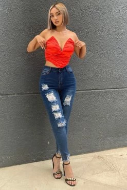 Fashion Nova Skinny Jeans Body Moves Ankle Jeans - Dark