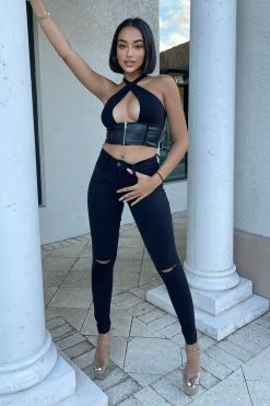 Fashion Nova Skinny Jeans Canopy Jeans - Black