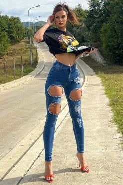 Fashion Nova Catty Distressed Skinny Jeans - Medium Wash