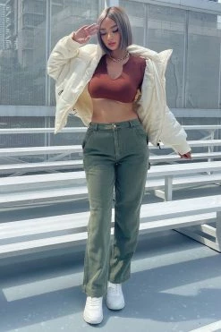 Fashion Nova Chula Vista Carpenter Skater Jeans - Olive