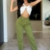Fashion Nova Crossover Color Straight Leg Jeans - Olive