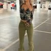 Fashion Nova Deep In My Soul Flare Jeans - Olive Skinny Jeans