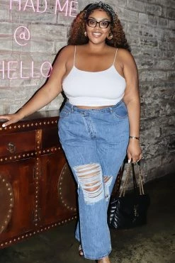 Cheapest ๐ Fashion Nova Distressed Crossover Straight Leg ๐ Jeans - Medium Blue Wash ๐ 20 Fashion Nova Distressed Crossover Straight Leg Jeans - Medium Blue Wash