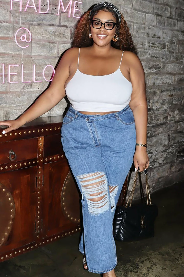 Cheapest ๐ Fashion Nova Distressed Crossover Straight Leg ๐ Jeans - Medium Blue Wash ๐ 9 Fashion Nova Distressed Crossover Straight Leg Jeans - Medium Blue Wash