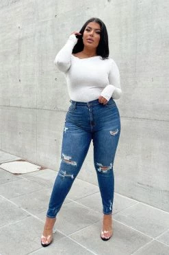 Fashion Nova Don't Believe It Skinny Jeans - Dark Denim