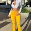 Fashion Nova Eye Candy Stretch Flare Jeans - Yellow