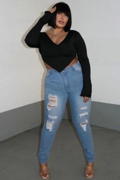 Fashion Nova Fantasea Nights High Rise Jeans - Light Blue Skinny Jeans