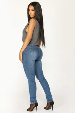Fashion Nova Party Monster Booty Lifter Skinny Jeans - Medium Blue
