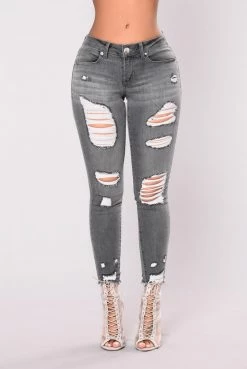 Fashion Nova Skinny Jeans Nervous Around You Jeans - Grey Wash