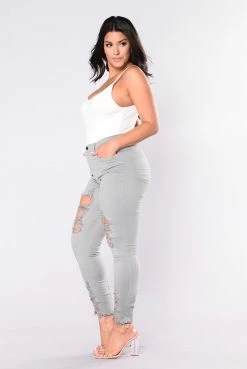 Fashion Nova Tell Your Boy Bye Jeans - Grey