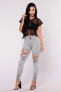 Fashion Nova Tell Your Boy Bye Jeans - Grey