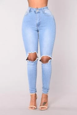 Fashion Nova Blue Dream High Rise Jeans - Light Blue Wash