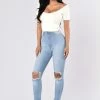 Fashion Nova Tough Luck Jeans - Light Blue
