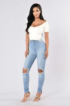 Fashion Nova Tough Luck Jeans - Light Blue
