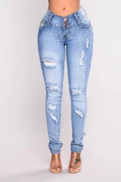 Fashion Nova Skinny Jeans Baby Got Back Booty Lifting Jeans - Light Blue Wash