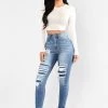 Fashion Nova Back To Back Jeans - Medium Blue
