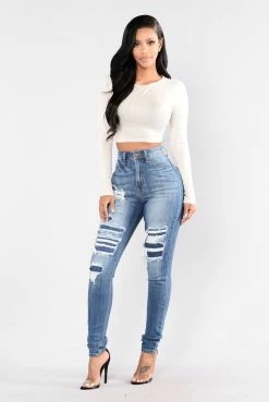 Fashion Nova Back To Back Jeans - Medium Blue