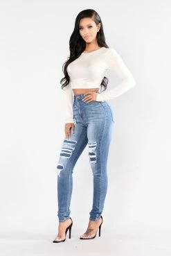 Fashion Nova Back To Back Jeans - Medium Blue