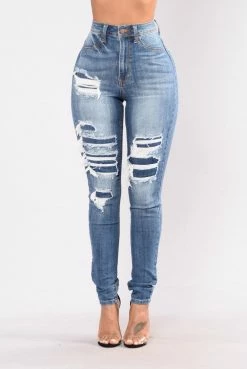 Fashion Nova Back To Back Jeans - Medium Blue