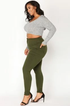 Fashion Nova Super High Waist Denim Skinnies - Olive